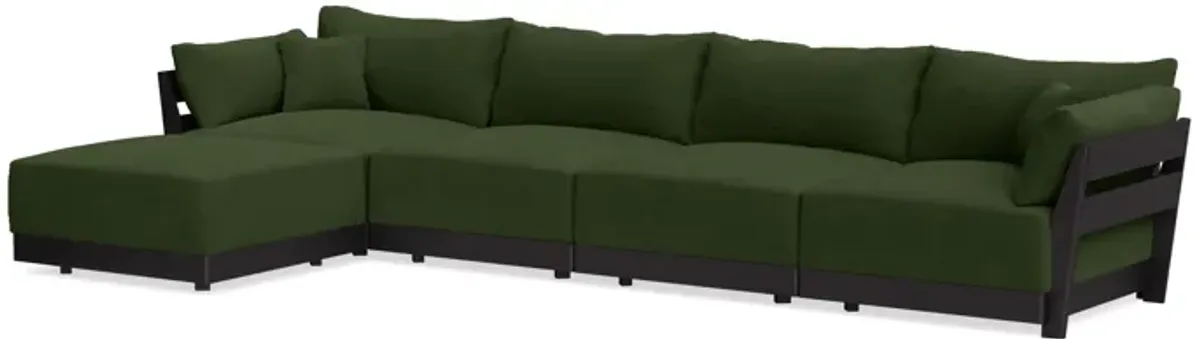 Modular Bondi Black 4-Seater Sectional in Tuscan Green | Memory Foam Blend