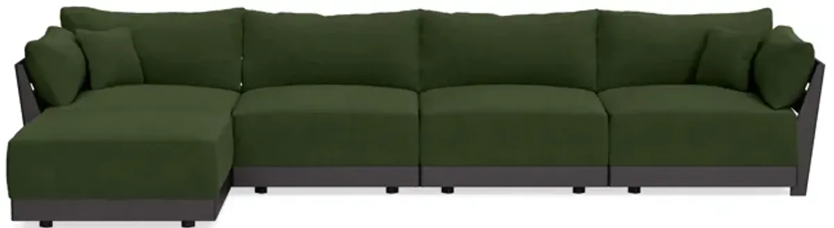 Modular Bondi Black 4-Seater Sectional in Tuscan Green | Memory Foam Blend