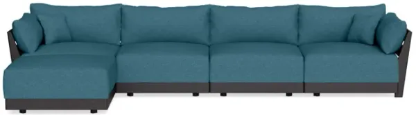 Modular Bondi Black 4-Seater Sectional in Aegean Blue | Memory Foam Blend