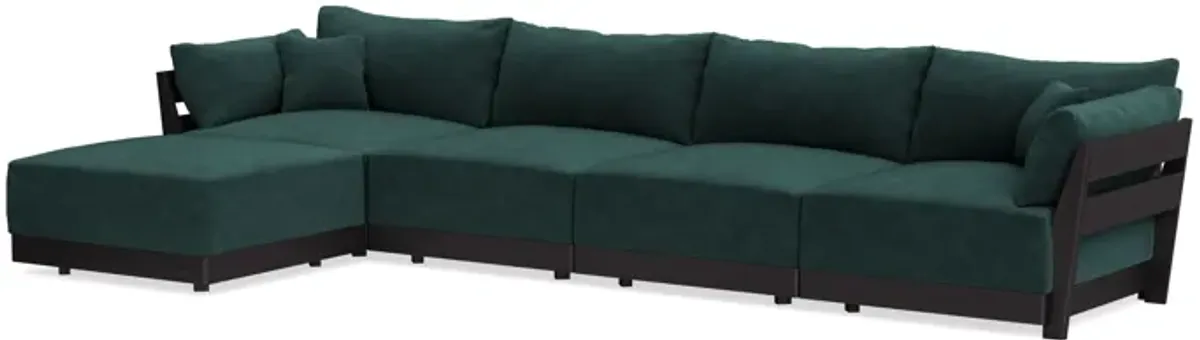 Modular Bondi Black 4-Seater Sectional in Harbor Blue | Memory Foam Blend