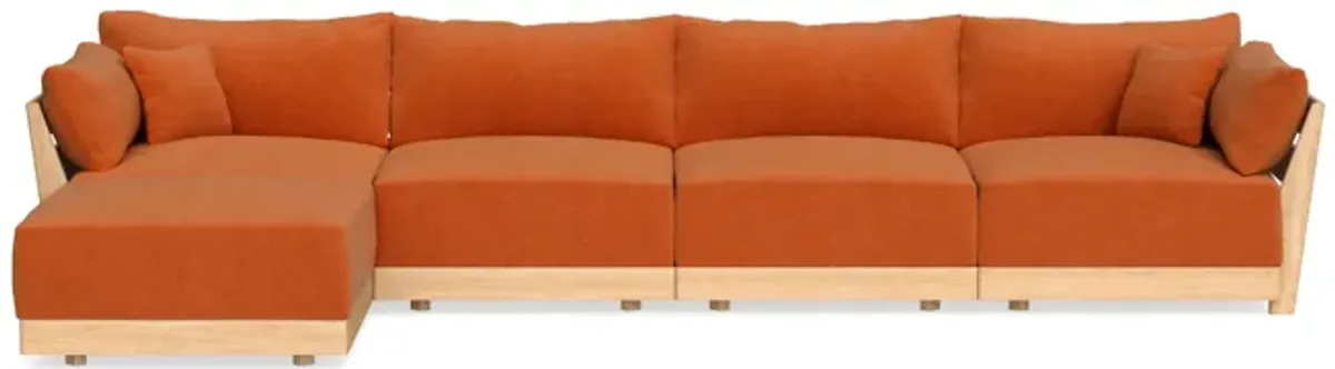 Modular Bondi Latte 4-Seater Sectional in Terracotta | Memory Foam Blend