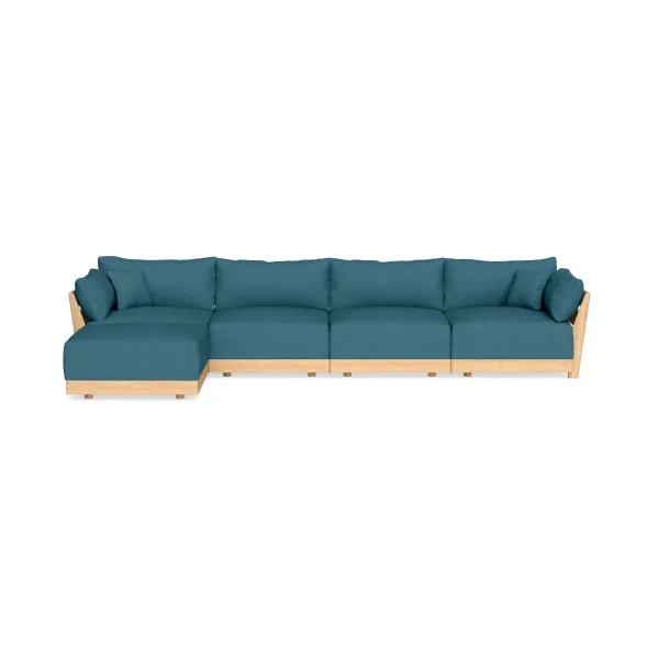 Modular Bondi Latte 4-Seater Sectional in Aegean Blue | Memory Foam Blend