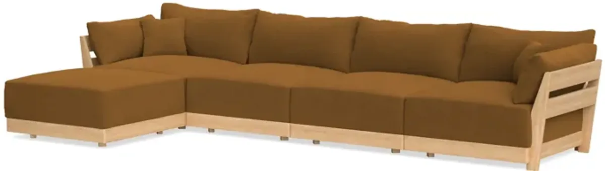 Modular Bondi Latte 4-Seater Sectional in Cognac | Memory Foam Blend