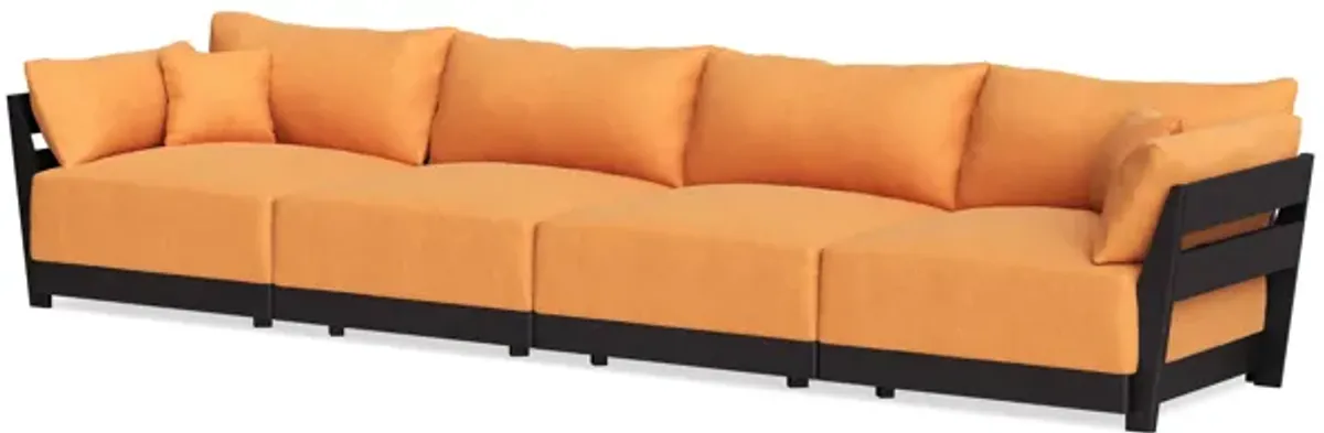 Modular Bondi Black 4-Seater Sofa in Tangerine | Classic Blend