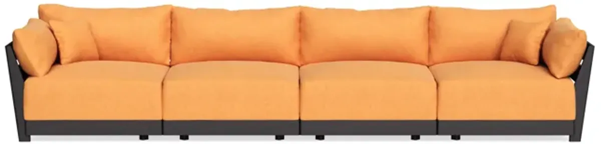 Modular Bondi Black 4-Seater Sofa in Tangerine | Classic Blend