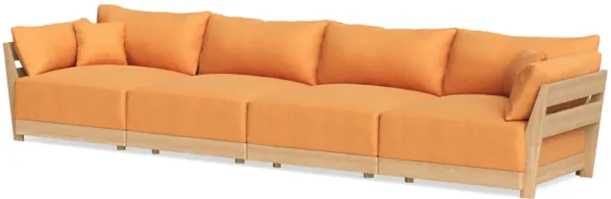Modular Bondi Latte 4-Seater Sofa in Tangerine | Classic Blend