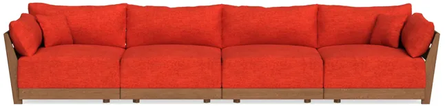 Modular Bondi Espresso 4-Seater Sofa in Poppy Orange | Memory Foam Blend