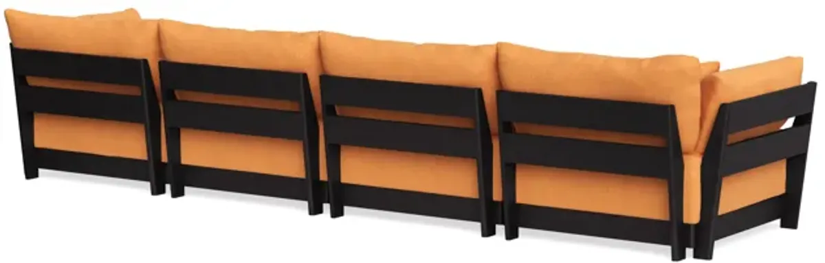 Modular Bondi Black 4-Seater Sofa in Tangerine | Memory Foam Blend