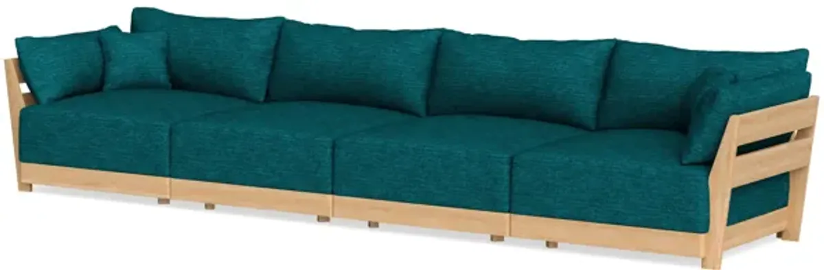 Modular Bondi Latte 4-Seater Sofa in Marine Teal | Memory Foam Blend