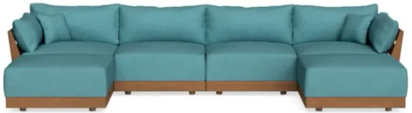 Modular Bondi Espresso 4-Seater U-Sectional in Blue Lagoon | Classic Blend
