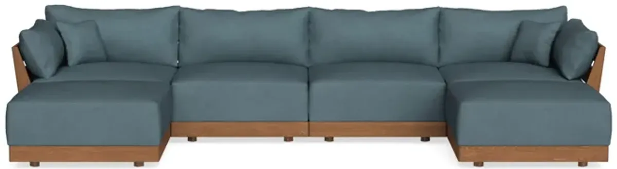 Modular Bondi Espresso 4-Seater U-Sectional in Slate Blue | Classic Blend