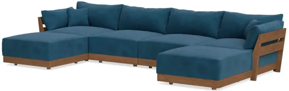 Modular Bondi Espresso 4-Seater U-Sectional in Commodore Blue | Classic Blend