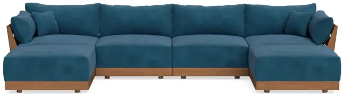 Modular Bondi Espresso 4-Seater U-Sectional in Commodore Blue | Classic Blend