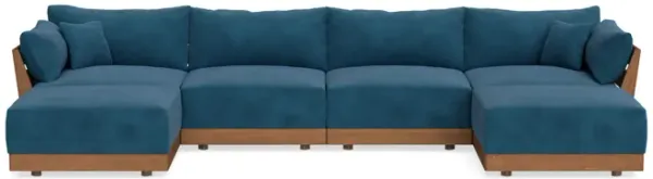 Modular Bondi Espresso 4-Seater U-Sectional in Commodore Blue | Classic Blend