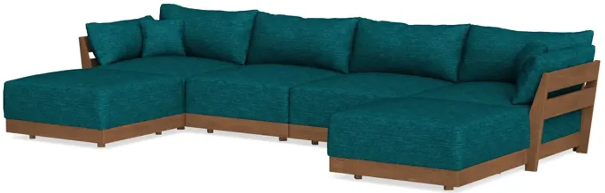 Modular Bondi Espresso 4-Seater U-Sectional in Marine Teal | Classic Blend