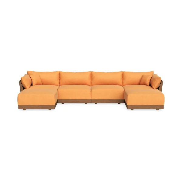 Modular Bondi Espresso 4-Seater U-Sectional in Tangerine | Classic Blend