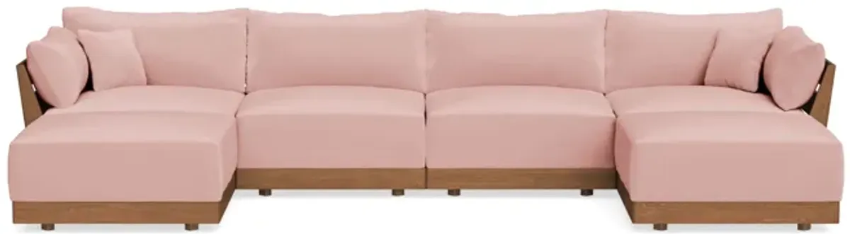 Modular Bondi Espresso 4-Seater U-Sectional in Powder Pink | Classic Blend