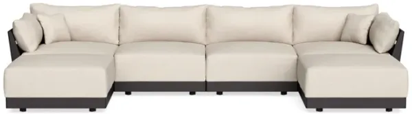 Modular Bondi Black 4-Seater U-Sectional in Seashell | Classic Blend