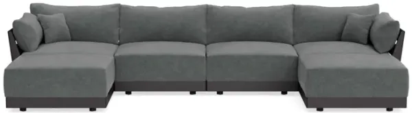 Modular Bondi Black 4-Seater U-Sectional in Chimney Gray | Classic Blend
