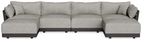 Modular Bondi Black 4-Seater U-Sectional in Fog | Classic Blend
