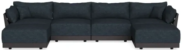 Modular Bondi Black 4-Seater U-Sectional in Baltic Blue | Classic Blend