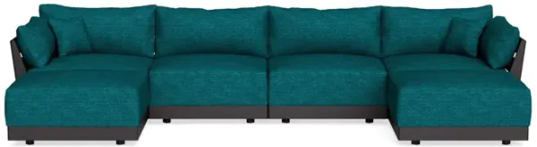 Modular Bondi Black 4-Seater U-Sectional in Marine Teal | Classic Blend
