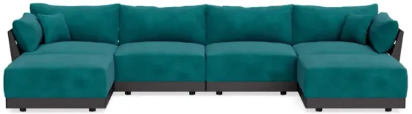 Modular Bondi Black 4-Seater U-Sectional in Peacock | Classic Blend