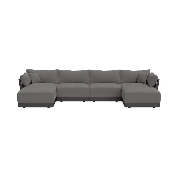 Modular Bondi Black 4-Seater U-Sectional in Burnt Ember | Classic Blend