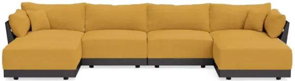 Modular Bondi Black 4-Seater U-Sectional in Honey | Classic Blend