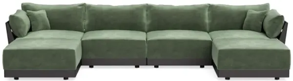 Modular Bondi Black 4-Seater U-Sectional in Rosemary | Classic Blend