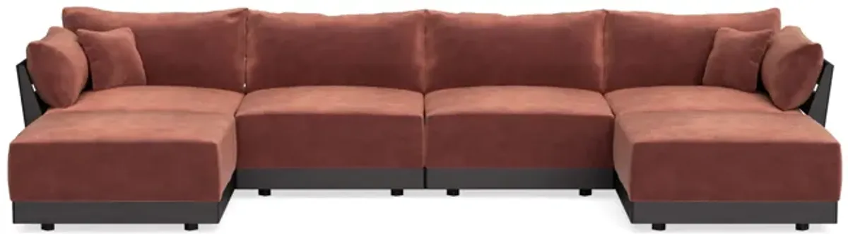 Modular Bondi Black 4-Seater U-Sectional in Spice | Classic Blend