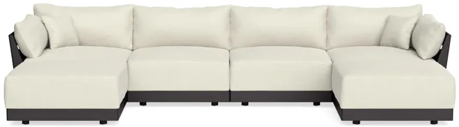 Modular Bondi Black 4-Seater U-Sectional in Eggshell | Classic Blend