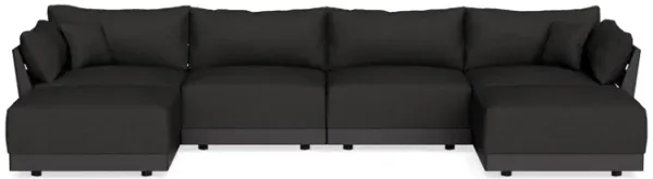 Modular Bondi Black 4-Seater U-Sectional in Peppercorn | Classic Blend