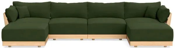 Modular Bondi Latte 4-Seater U-Sectional in Tuscan Green | Classic Blend