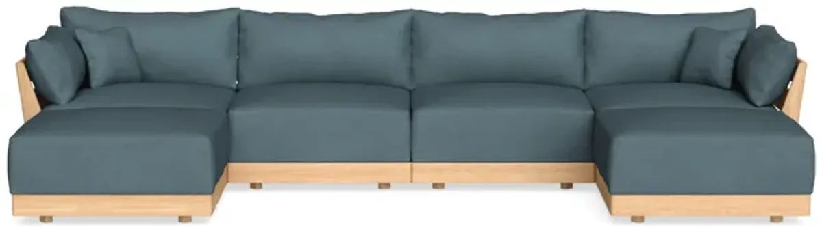 Modular Bondi Latte 4-Seater U-Sectional in Slate Blue | Classic Blend