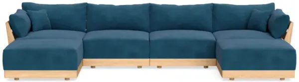 Modular Bondi Latte 4-Seater U-Sectional in Commodore Blue | Classic Blend