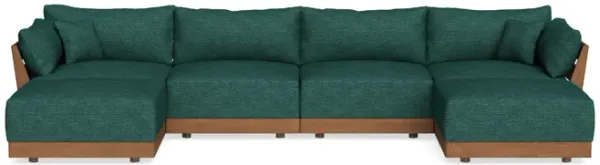 Modular Bondi Espresso 4-Seater U-Sectional in Forest Green | Memory Foam Blend