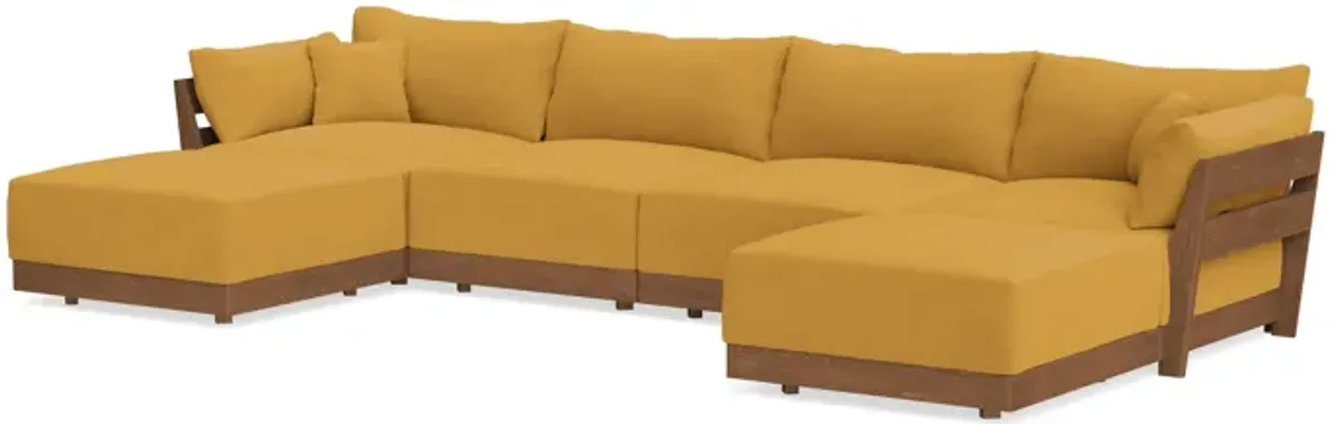 Modular Bondi Espresso 4-Seater U-Sectional in Honey | Memory Foam Blend