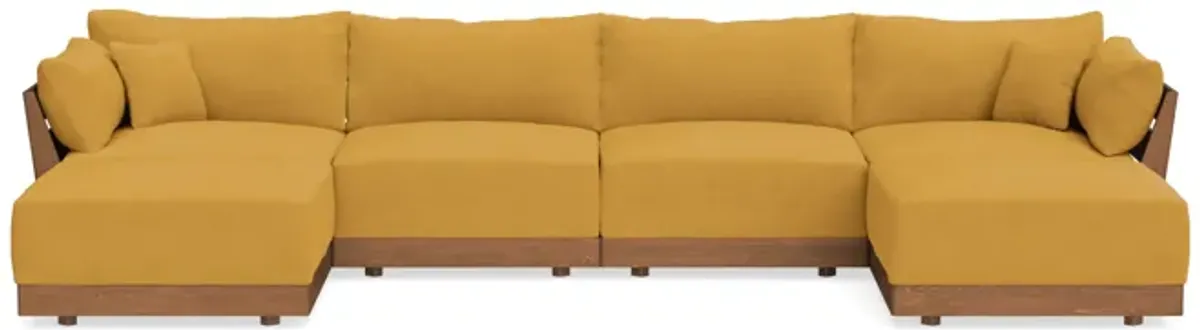 Modular Bondi Espresso 4-Seater U-Sectional in Honey | Memory Foam Blend