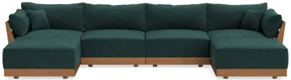 Modular Bondi Espresso 4-Seater U-Sectional in Harbor Blue | Memory Foam Blend