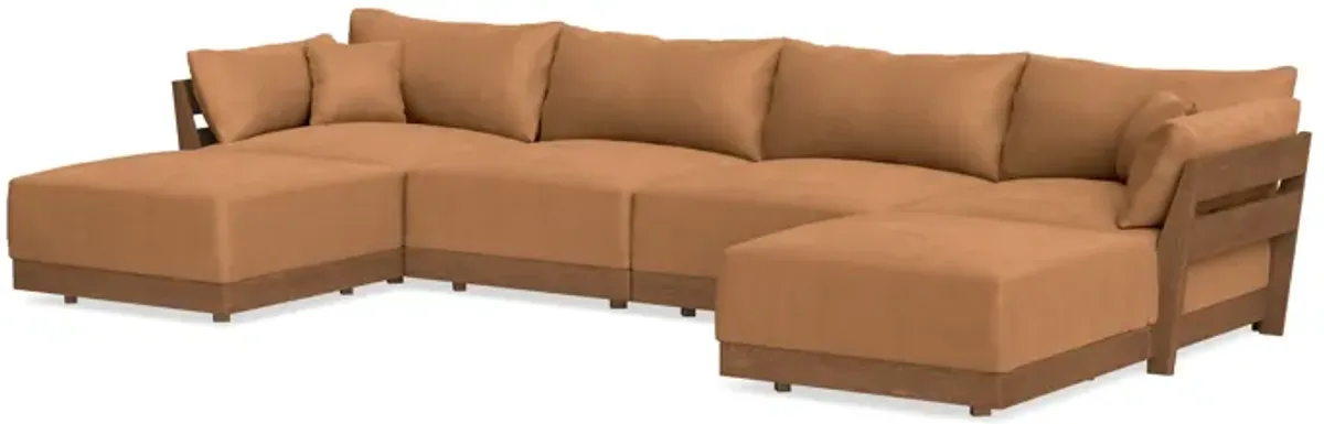 Modular Bondi Espresso 4-Seater U-Sectional in Cheddar | Memory Foam Blend