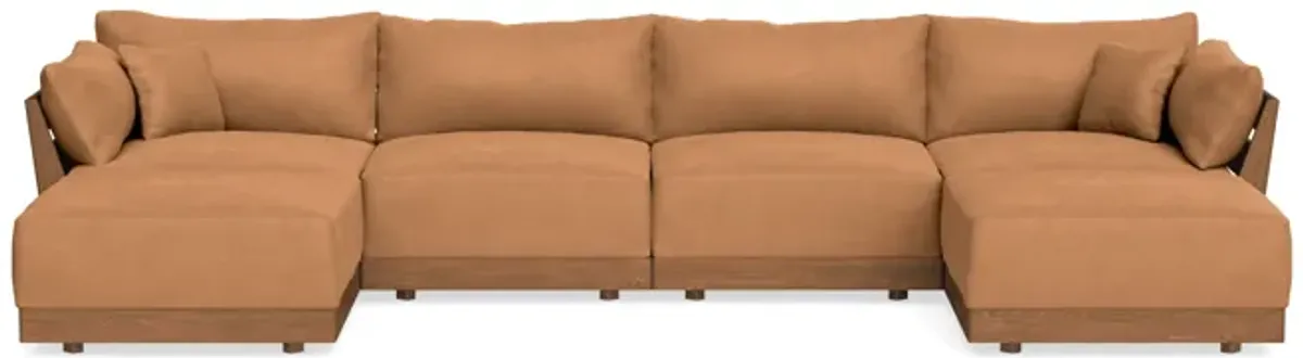 Modular Bondi Espresso 4-Seater U-Sectional in Cheddar | Memory Foam Blend