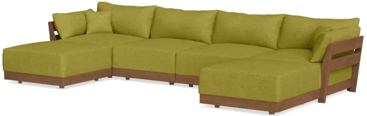 Modular Bondi Espresso 4-Seater U-Sectional in Avocado | Memory Foam Blend