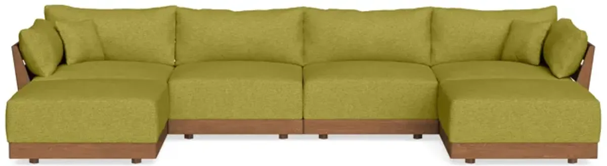 Modular Bondi Espresso 4-Seater U-Sectional in Avocado | Memory Foam Blend