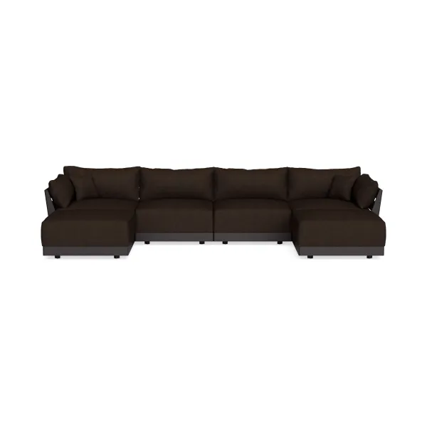 Modular Bondi Black 4-Seater U-Sectional in Espresso | Memory Foam Blend