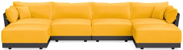 Modular Bondi Black 4-Seater U-Sectional in Marigold | Memory Foam Blend