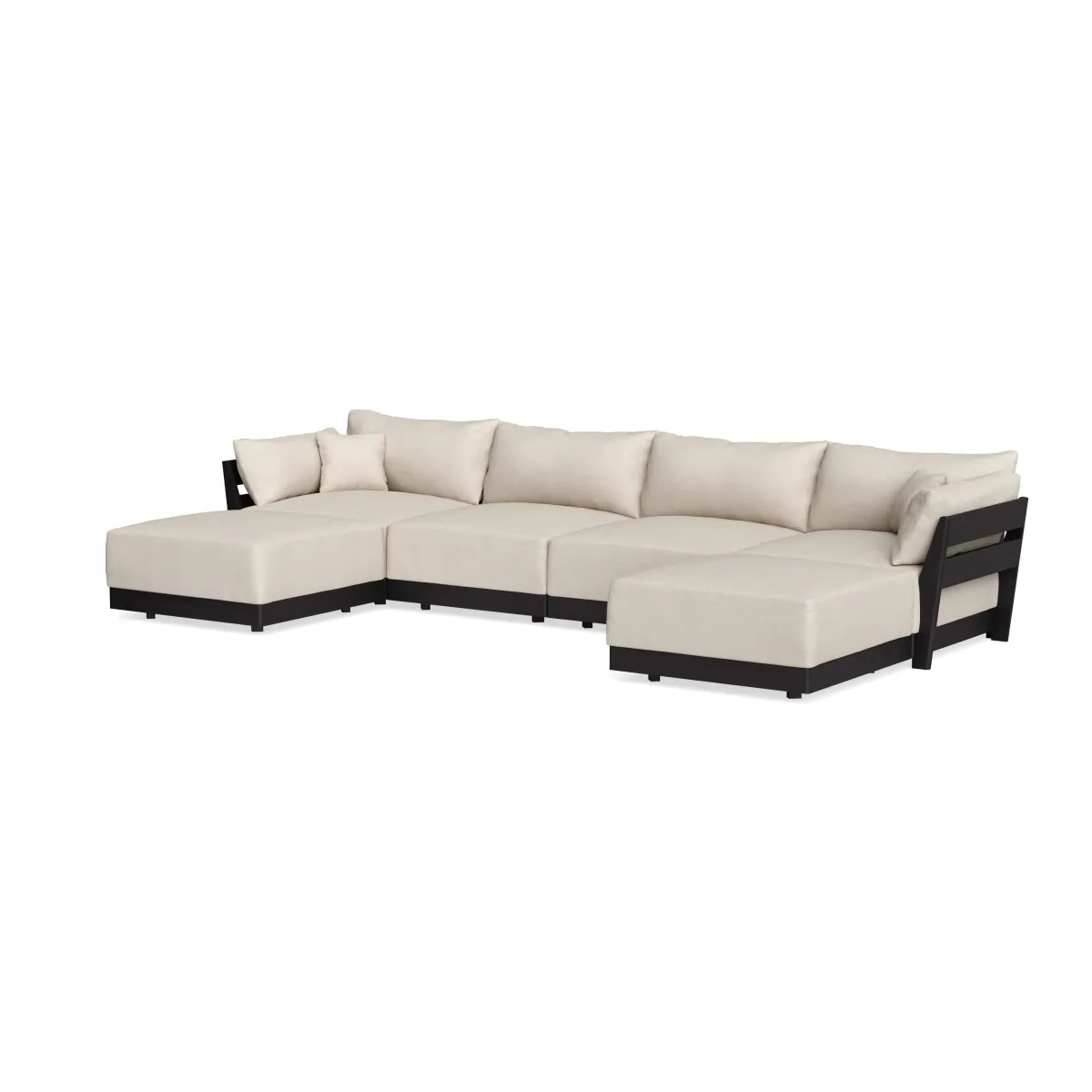 Modular Bondi Black 4-Seater U-Sectional in Seashell | Memory Foam Blend