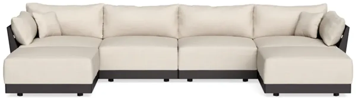 Modular Bondi Black 4-Seater U-Sectional in Seashell | Memory Foam Blend