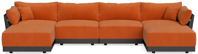 Modular Bondi Black 4-Seater U-Sectional in Terracotta | Memory Foam Blend