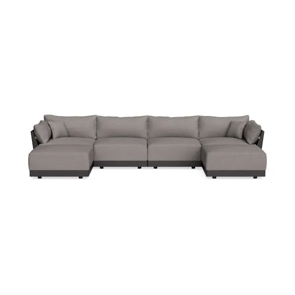 Modular Bondi Black 4-Seater U-Sectional in Cement | Memory Foam Blend